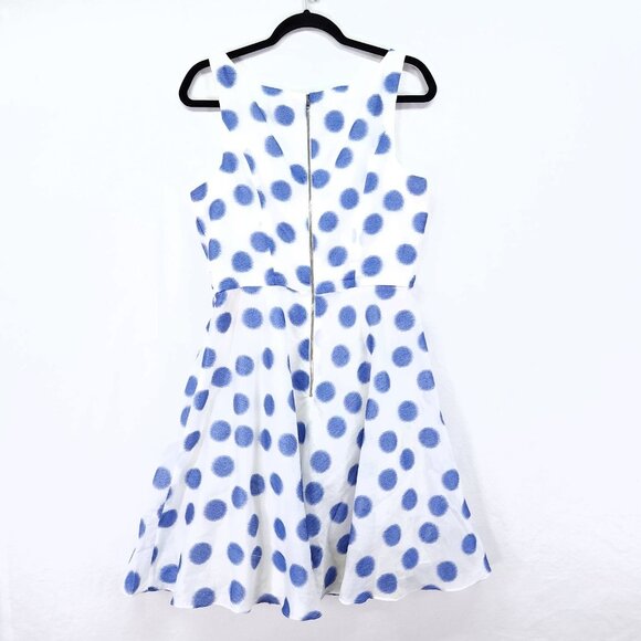 Betsy Johnson Dress Size 10 Fit and Flare Pleated Mini Puffy Skirt Polka Dot - Picture 2 of 11